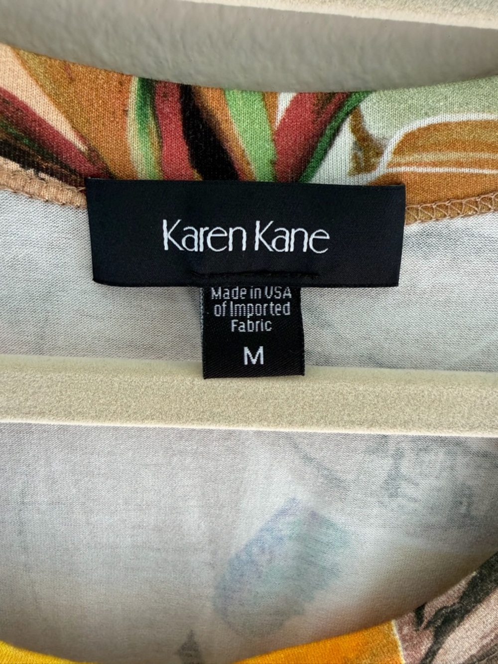 NWT Karen Kane Tropic Sun A-Line Dress M Tropical Floral 3/4 Sleeve Scoop Neck - Picture 3 of 5